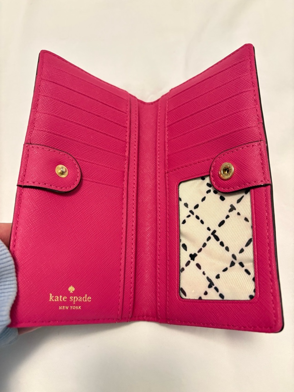kate spade hot pink leather bifold wallet